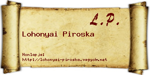 Lohonyai Piroska névjegykártya